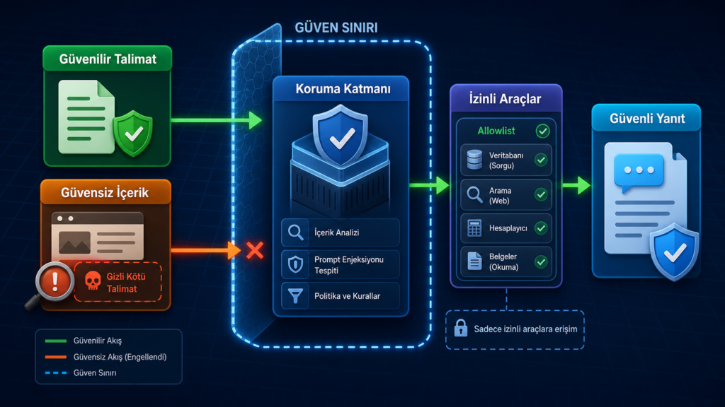 RAG sisteminde prompt injection saldırısını engelleyen güvenlik katmanları