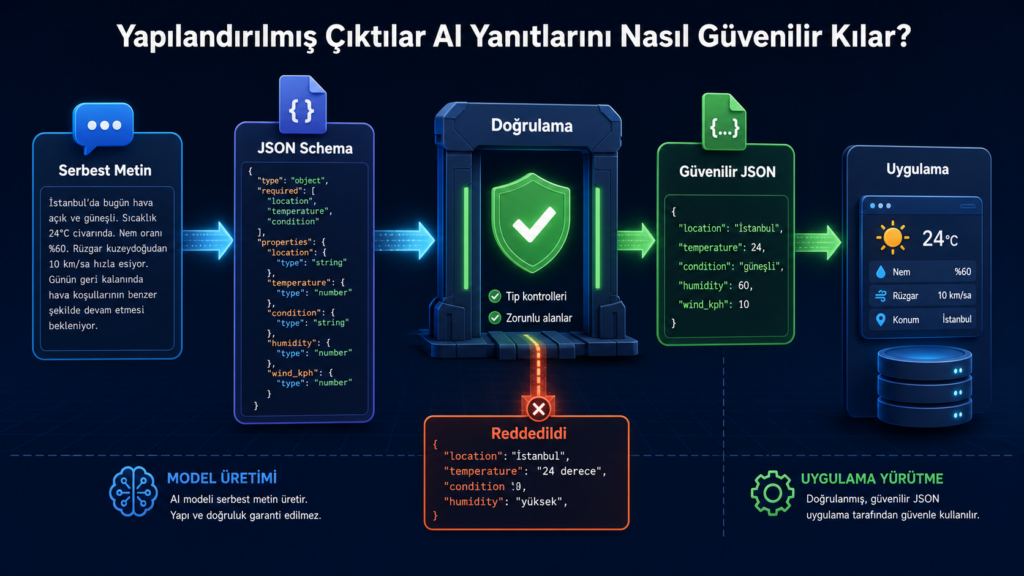 Structured Outputs ve JSON Schema ile yapay zekâ çıktısını doğrulama akışı